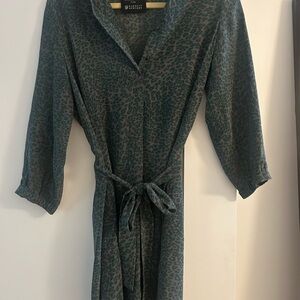 Twelfth Street by Cynthia Vincent Teal Leopard Print Dress